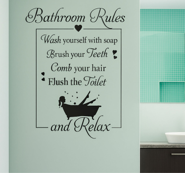 Wandtattoo Badezimmer regeln und frau in der badewanne - TenStickers