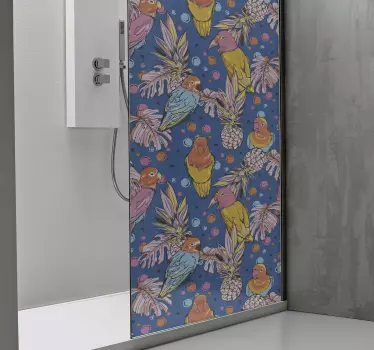 Folie Duschkabine lebendige vogelmotive - TenStickers