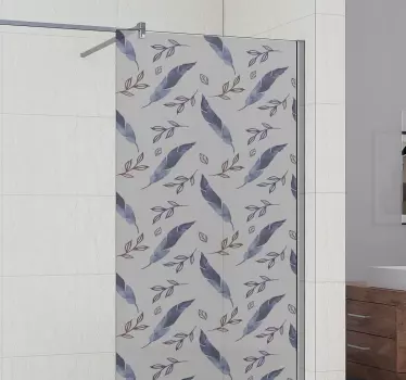 Folie duschkabine mit anmutigem blattdesign - TenStickers