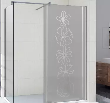 Folie duschkabine mit floralem duschtürdesign - TenStickers