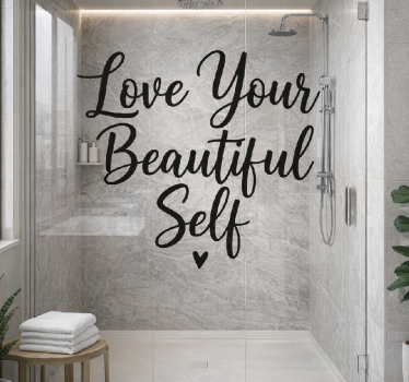 Folie duschkabine mit positiver selbstliebe typografie - TenStickers