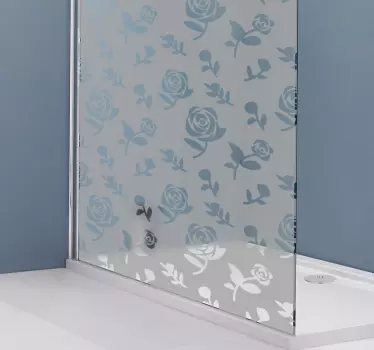 Folie duschkabine mit rosenmuster glas - TenStickers