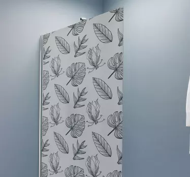 Folie duschkabine mit stilisierten botanischen elementen - TenStickers