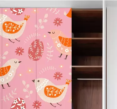 Folie Kühlschrank volkskunst zu ostern - TenStickers
