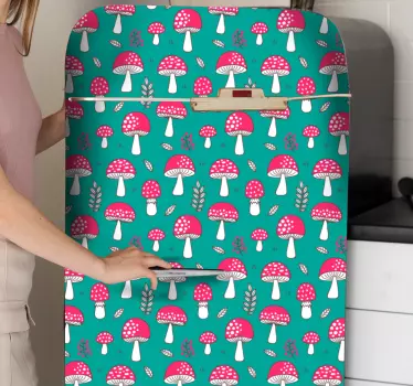 Folie Kühlschrank bezug mit pilzmuster - TenStickers