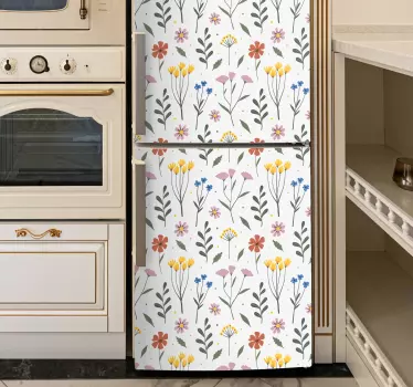Folie Kühlschrank botanisches weißes muster - TenStickers