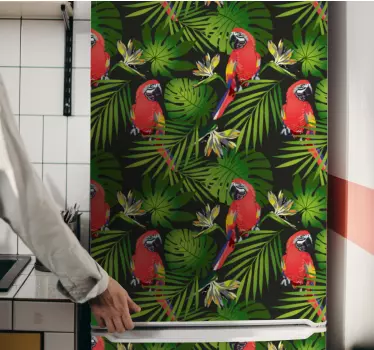 Folie kühlschrank bunte tropenpapageien - TenStickers