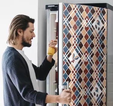 Folie kühlschrank buntes diamantmuster - TenStickers