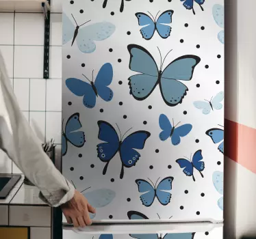 Folie kühlschrank buntes schmetterlingsemblem - TenStickers