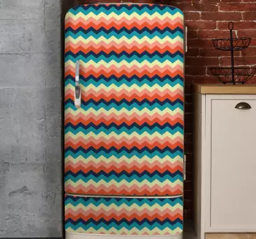 Folie Kühlschrank buntes zickzackmuster - TenStickers