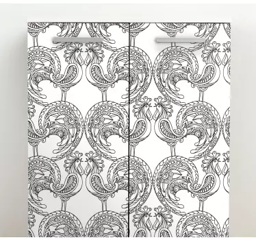 Folie kühlschrank elegantes pfauenmuster - TenStickers