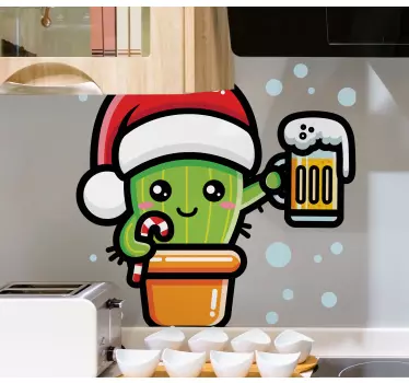Folie kühlschrank festlicher kaktus spaß - TenStickers