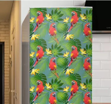 Folie kühlschrank im tropischen papageien-design - TenStickers