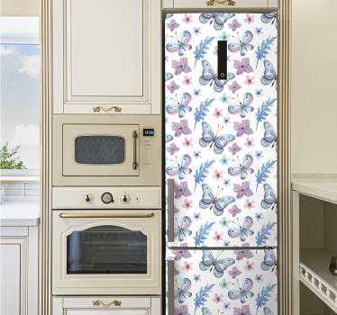 Folie Kühlschrank schmetterling lila muster - TenStickers