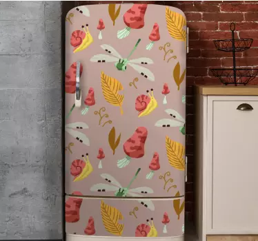 Folie Kühlschrank schnecken und libellen - TenStickers