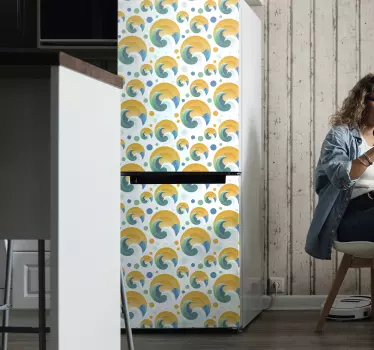 Folie kühlschrank lebhaftes wellenkonzept - TenStickers
