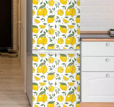 Folie kühlschrank lebhaftes zitronenmuster - TenStickers