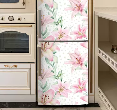 Folie Kühlschrank lilie blumenmuster - TenStickers