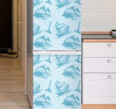 Folie kühlschrank maritimes schiffsdesign - TenStickers