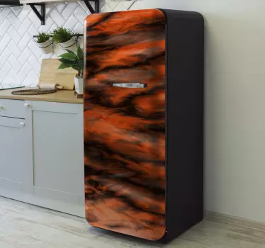 Folie kühlschrank mit abstrakten orangefarbenen wirbeln - TenStickers