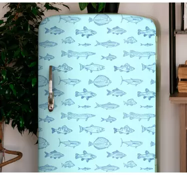 Folie kühlschrank mit aquatischem musterdesign - TenStickers