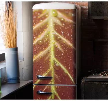 Folie kühlschrank mit blätter-wassertropfen - TenStickers