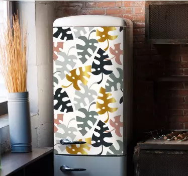 Folie kühlschrank mit blättermuster monstera - TenStickers