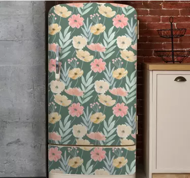 Folie kühlschrank mit blumenmuster - TenStickers