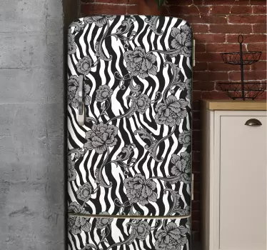 Folie kühlschrank mit botanischem zebra-motiv - TenStickers