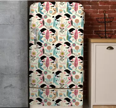 Folie kühlschrank mit buntem tiermuster - TenStickers