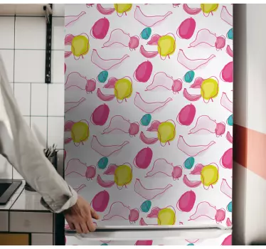 Folie kühlschrank mit bunten abstrakten elementen - TenStickers