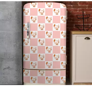 Folie kühlschrank mit charmantem hühnerdesign - TenStickers