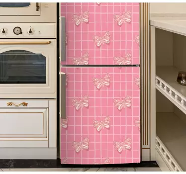 Folie kühlschrank mit charmantem schmetterlingsmuster - TenStickers