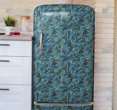 Folie kühlschrank mit eleganten wirbelwellen - TenStickers
