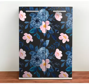 Folie kühlschrank mit floralem emblem design - TenStickers