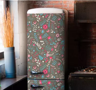 Folie kühlschrank mit floralem muster - TenStickers