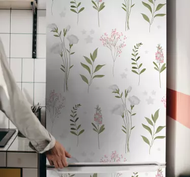 Folie kühlschrank mit floralem muster dekoriert - TenStickers