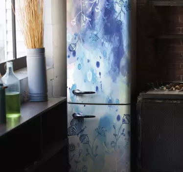 Folie kühlschrank mit floralem schmetterlingsmotiv - TenStickers