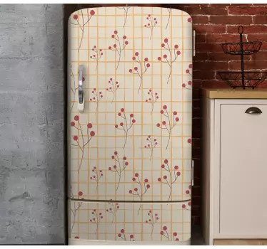 Folie kühlschrank mit floralen beerenmuster - TenStickers