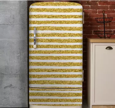Folie kühlschrank mit goldenem streifenmuster - TenStickers