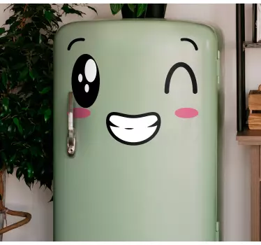 Folie kühlschrank mit lächelndem gesicht charakter - TenStickers
