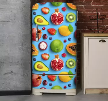 Folie kühlschrank mit lebhaftem obstarrangement - TenStickers