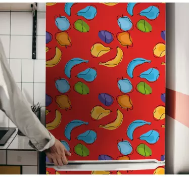 Folie kühlschrank mit lebhaftem obstmotiv - TenStickers