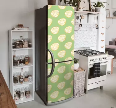 Folie kühlschrank mit lebhaftem zitrusmuster - TenStickers