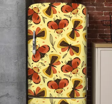 Folie kühlschrank mit lebhafter schmetterlingsillustration - TenStickers