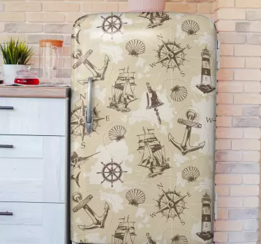 Folie kühlschrank mit maritimen motiven - TenStickers