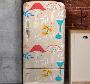 Folie kühlschrank mit pilzblumenmuster - TenStickers