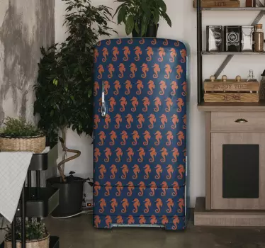 Folie kühlschrank mit seepferdchen muster - TenStickers