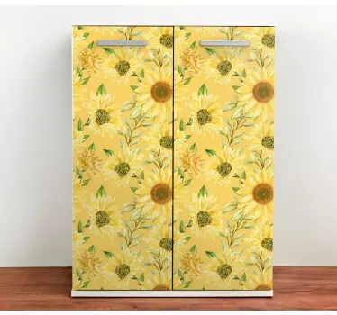 Folie kühlschrank mit sonnenblumenmotiv - TenStickers