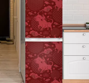 Folie kühlschrank mit stilvoller tierkunst - TenStickers